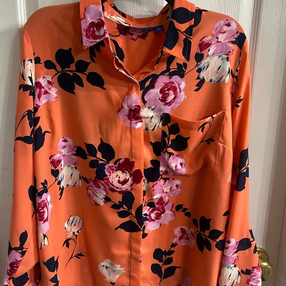Apt. 9 Orange Floral Women's Top - Picture 2 of 5
